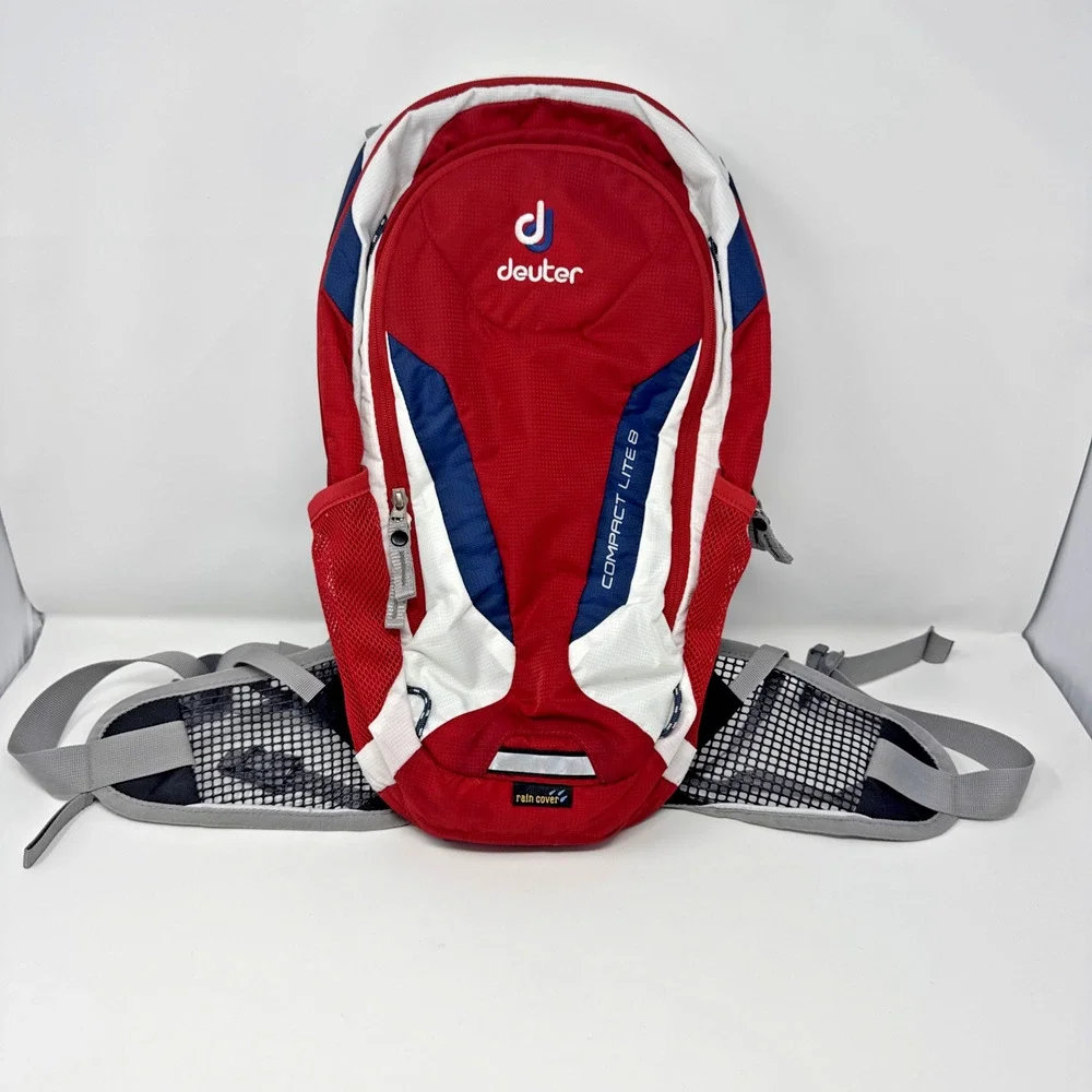 Deuter Compact Lite 8 Red White Blue Hydration Bike Backpack 8L